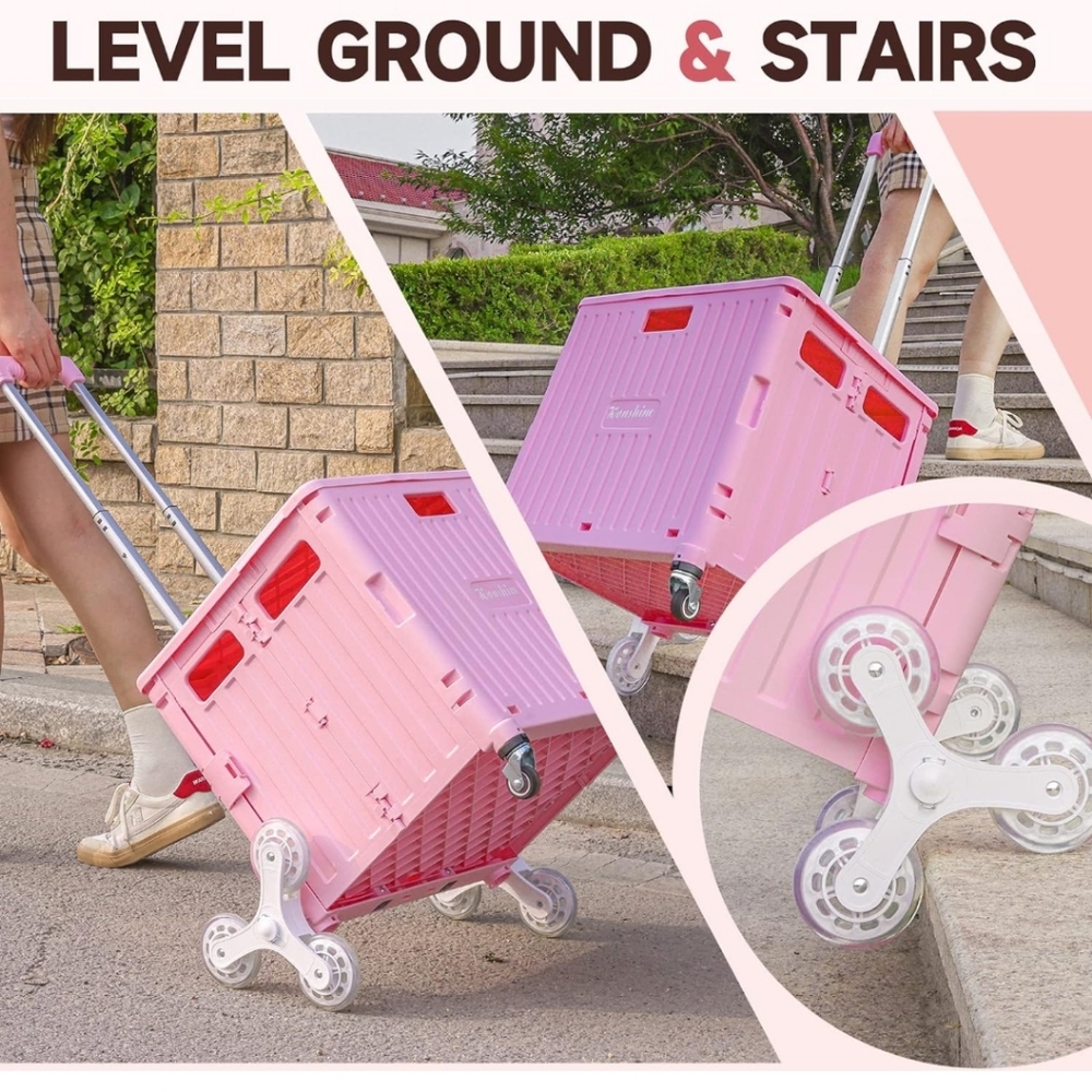 Rolling Storage Cart *STAIR CLIMBING Wheels, Foldable Crate *NEW * - Picture 2 of 5